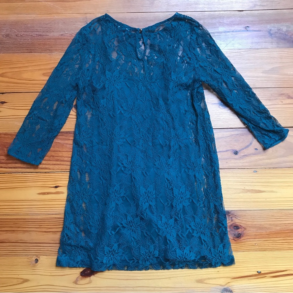 Forever 21 Teal Lace Sheath Dress, EUC, S - Picture 10 of 12
